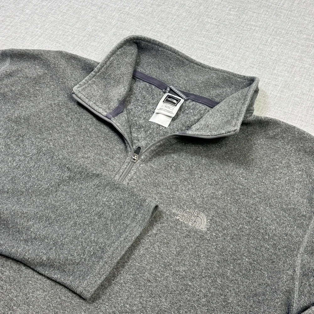 The North Face TKA 100 Sweatshirt Mens XL Gray Pullover 1/4 Zip Fleece Mock Neck